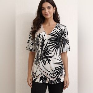 STELLA MCCARTNEY || Tropical Palm Print Silk Top. Sz. 10US - 40EU